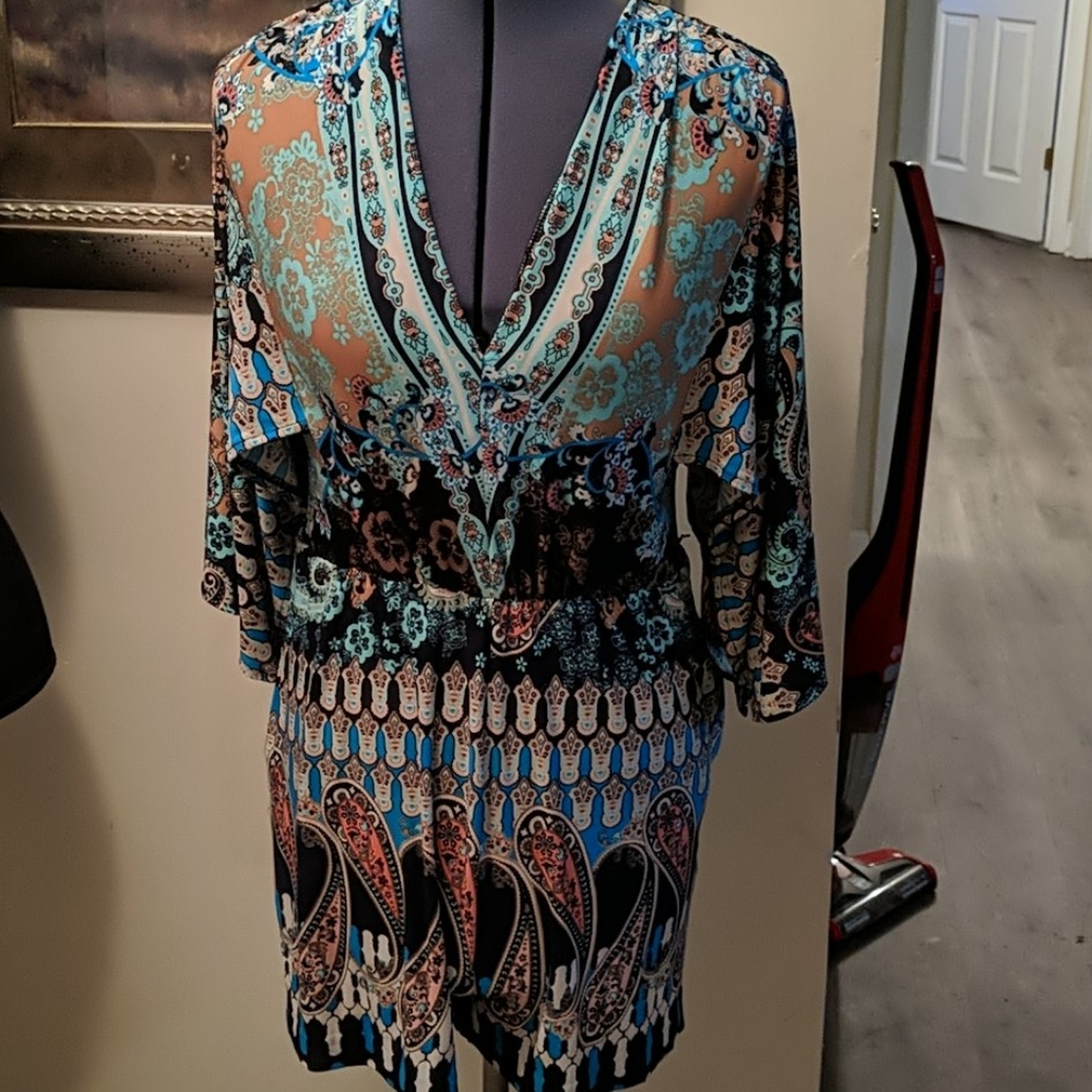 NY&Co multi-colored stretch romper.